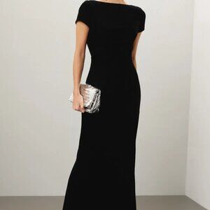 Staud Emelyn Velvet Maxi Dress In Black 10 NWT